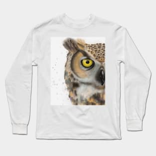 Owl watercolor portrait Long Sleeve T-Shirt